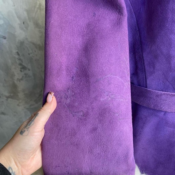 RARE Vintage 1960s Lilli Ann Purple Shearling Fur Coat - Picture 7 of 8